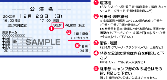 チケット掲載方法